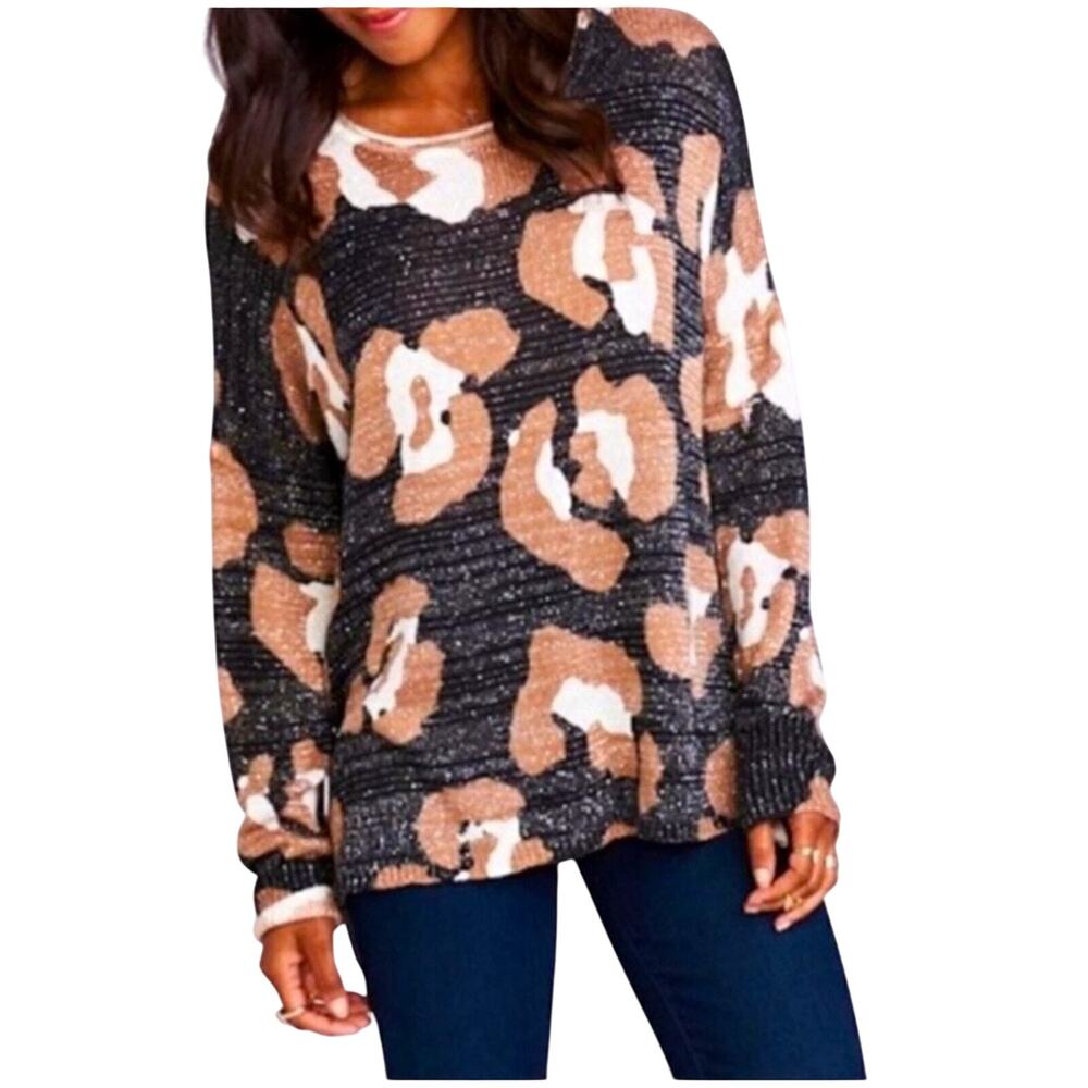 Show Me Your Mumu Cheetah Oversized Sweater Size Small